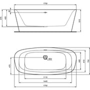 Ideal Standard - Duo-Badewanne DEA, freistehend, 1700x750x475/610mm, Seidenweiß