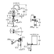Grohe - Armatur und Boiler RED Duo 30083 M-Size C-Auslauf hard graphite gebürstet