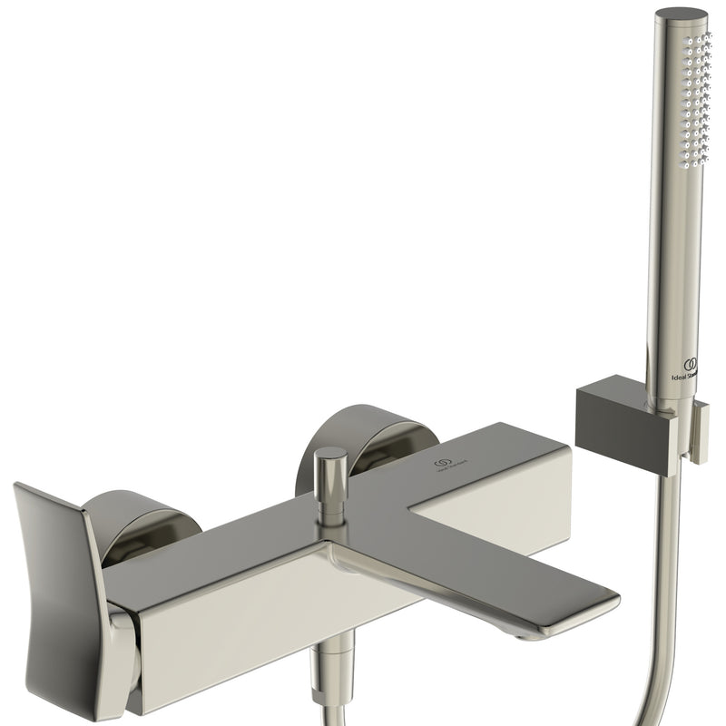 Ideal Standard - Badearmatur AP CONCA, m.Stab-HB, Brauseschlauch u.Wandhalter,Silver Storm