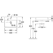 VILLEROY & BOCH - AufsatzWT Memento 2.0 500x420mm re-eckig 1HL. o. ÜL. Stone White cplus