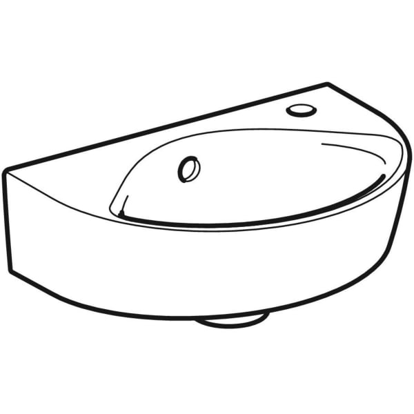 Geberit Vertriebs - Handwaschbecken RENOVA, verk. Ausl. 36x25cm, m. Hl. rechts, m. Ül. weiß