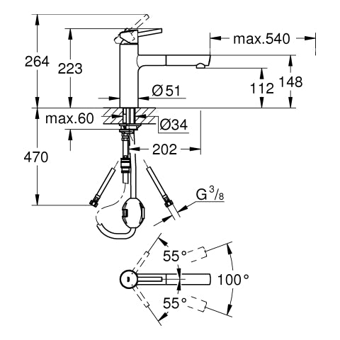 Grohe - Spültisch EHM CONCETTO 31129 ausziehbarer Mousseur chrom
