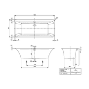 VILLEROY & BOCH - Badewanne Squaro Edge 12 1800x800x 475mm Oval m. System HE TP2 Weiß Alpin