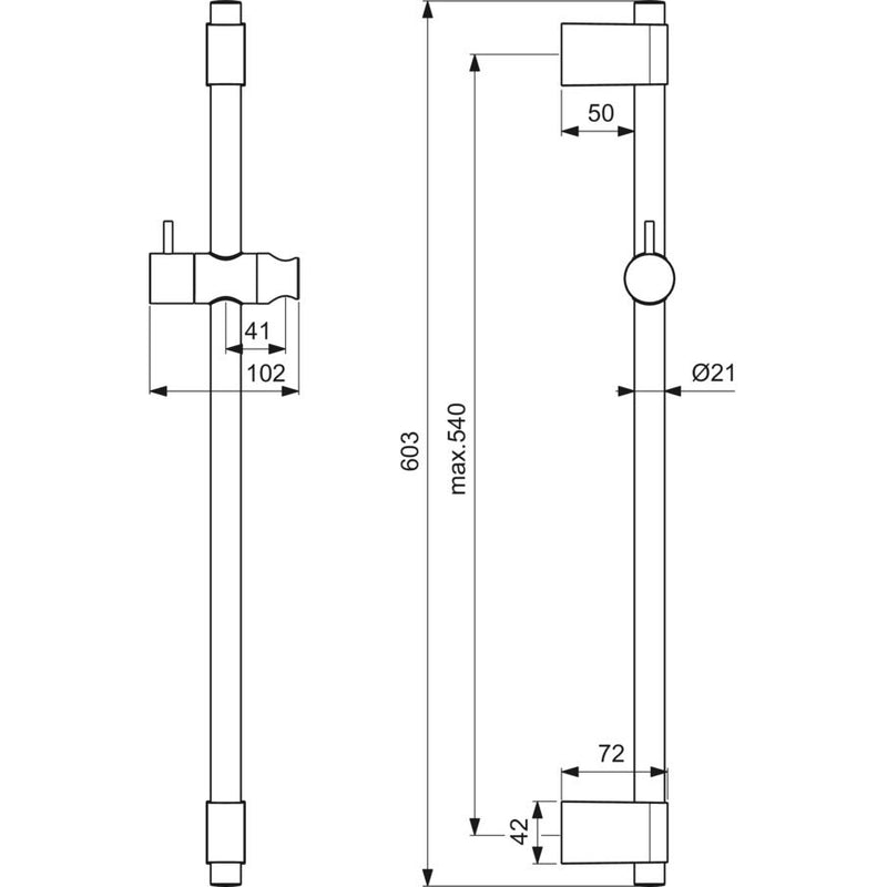 Ideal Standard - Brausestange 600mm IDEALRAIN PRO B9848 chrom
