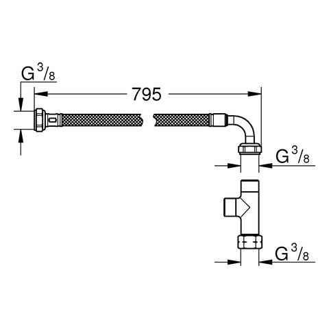 Grohe - Anschluss-Set 14074 für Dusch-WC Aufsatz Bau Keramik chrom