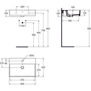Ideal Standard - Waschtisch STRADA, 1 Hl., m.Ül., 600x420x145mm, Weiß