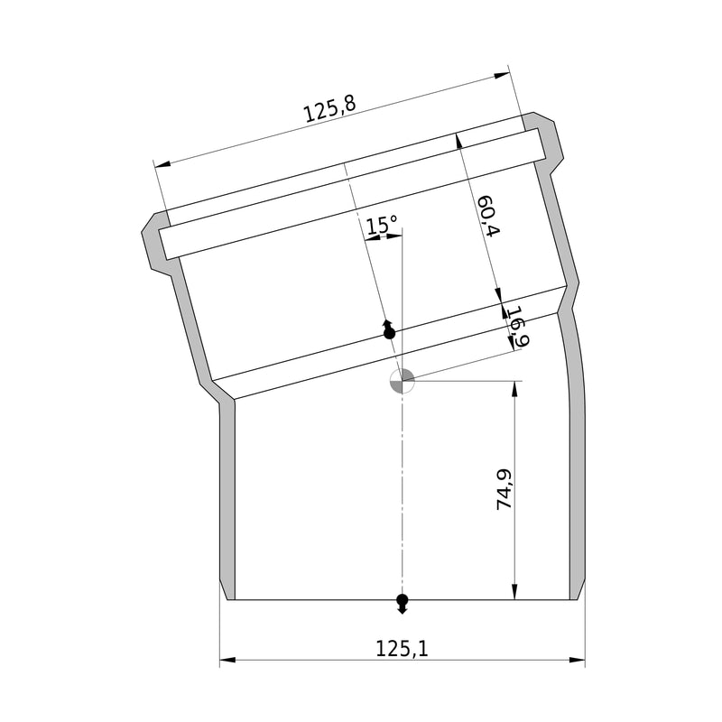 Wavin - Bogen AS+ DN 125 15 Grad