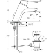 Ideal Standard - WT-Armatur CERAMIX BLUE,m.Bügelgriff, m.Ablgarn.,m.CU-Rohren,Ausld.135mm,Chrom