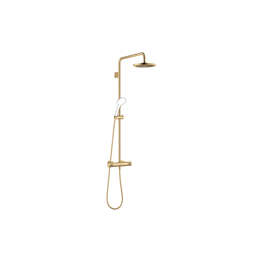 Dornbracht - Showerpipe mit Brause-Thermostat Regenbrause D. 220mm, messing gebürstet