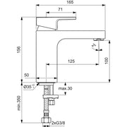 Ideal Standard - Waschtischarmatur EDGE, 5 l/min., o.Ablgarn., Ausld. 125mm, Chrom