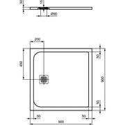Ideal Standard - Rechteck-Brausewanne ULTRAFLAT S, 900x900x30mm, Quarzgrau