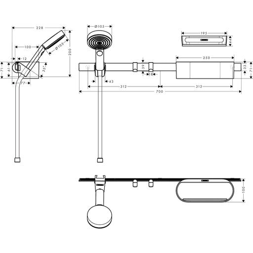 Hansgrohe - Bundle WallStoris 105 3jet Eco U'Pl 700 mattschwarz