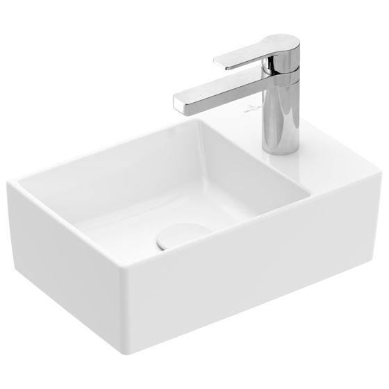 VILLEROY & BOCH - Handwaschbecken Memento 2.0 400x260mm re-eckig 1HL. o. ÜL. Weiß Alpin cplus