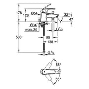 Grohe - EH-Wannenbatt. Eurosmart 33412_3 Einlochmontage Eco-Ov.-Stop matt black