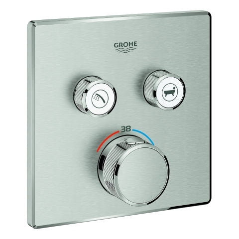 Grohe - Thermostat GROHTHERM SmartControl 29124 eckig FMS 2 ASV supersteel