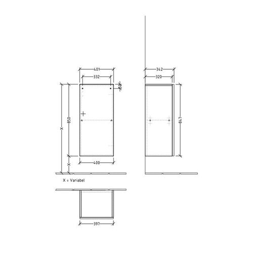 VILLEROY & BOCH - Mittelschrank A18 400x850x338mm 1 Tür Anschlag rechts RH Oak Kansas
