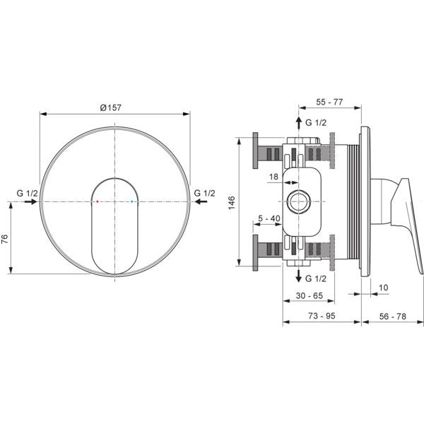 Ideal Standard - IS UP-Brausearmatur Ceralife O Chrom
