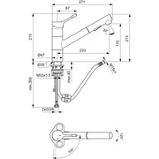 Ideal Standard - Küchenarmatur CERALOOK, m.herausz.HB, Ausld.233mm, Chrom