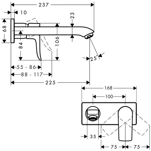 Hansgrohe - Waschtischmischer Unterputz METRIS F-Set chr.langer Auslauf