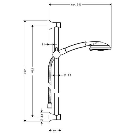 Hansgrohe - Brausegarnitur RAINDANCE Classic 100 Air 3jet 900mm 27841000 chrom