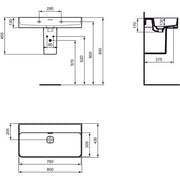 Ideal Standard - Waschtisch STRADA II, o. Hl., m.Ül., 800x430x170mm, Weiß