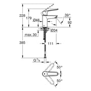 Grohe - EH-WT-Batterie EUROSMART 23986_3 S-Size Verbrühschutz offener Hebel chrom