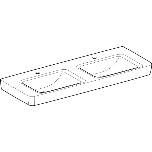 Geberit Vertriebs - RENOVA Plan Doppelwaschtisch 130x48cm m. Hl., o. Ül., weiß, KeraTect, NEU