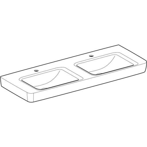 Geberit Vertriebs - RENOVA Plan Doppelwaschtisch 130x48cm m. Hl., o. Ül., weiß, KeraTect, NEU