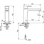 Ideal Standard - Waschtischarmatur EDGE, Grande Slim, 5 l/min., o.Ablgarn., Ausld.138mm, Chrom
