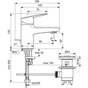 Ideal Standard - Waschtischarmatur CERAPLAN H60 m.Ablaufgarn. Ausld.99mm Idealfix Chrom
