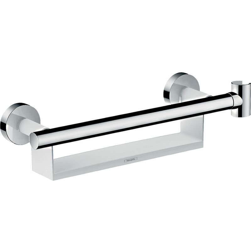 Hansgrohe - Haltegriff Comfort weiß/chrom mit Brausenhalter und Ablage