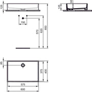 Ideal Standard - Aufsatzwaschtisch EXTRA, o.Hl., o.Ül., 600x400x125mm, Weiß