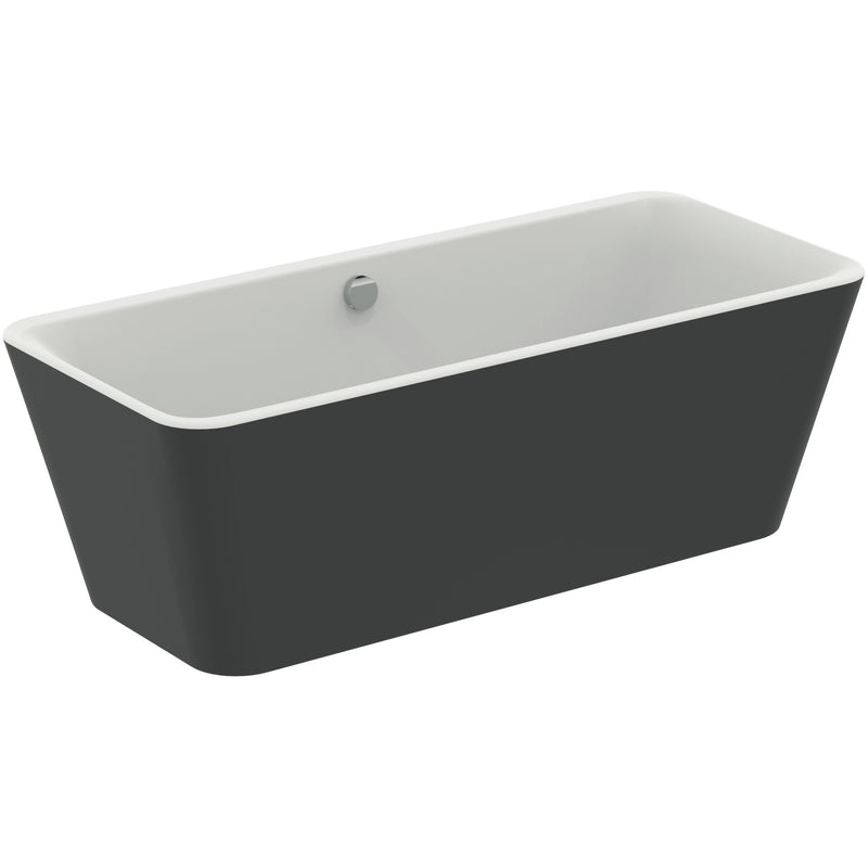 Ideal Standard - Duo-Badewanne TONIC II, freist,m.Abl, m.Füller,1800x800x600mm, Schwarz Matt
