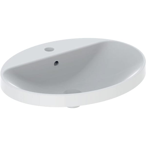 Geberit Vertriebs - Einbau-WT VARIFORM, oval, 600x480mm mit Hahnloch, mit Überlauf, weiß