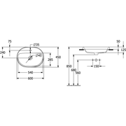 VILLEROY & BOCH - Einbauwaschbecken Architectura 600x 450mm Oval 1HL. ohne Überlauf Weiß Alpin