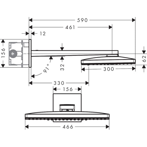 Hansgrohe - Kopfbrause RAINMAKER Select 460 3jet weiß/chrom mit Brausearm 450mm