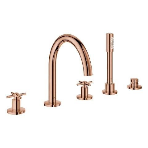 Grohe - 5-Loch-Wannen-Kombination Atrio 29408 FMS Kreuz-Griff warm sunset