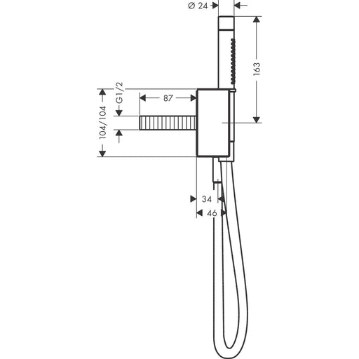Hansgrohe - Schlauchanschl.u.Brausenhalter AXOR Edge Diamantschliff chrom m.Stabhandbr