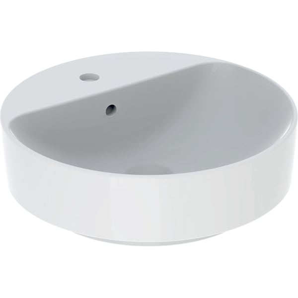 Geberit Vertriebs - Aufsatz-WT VARIFORM, rund, d:450mm mit Hahnloch, mit Überlauf, weiß