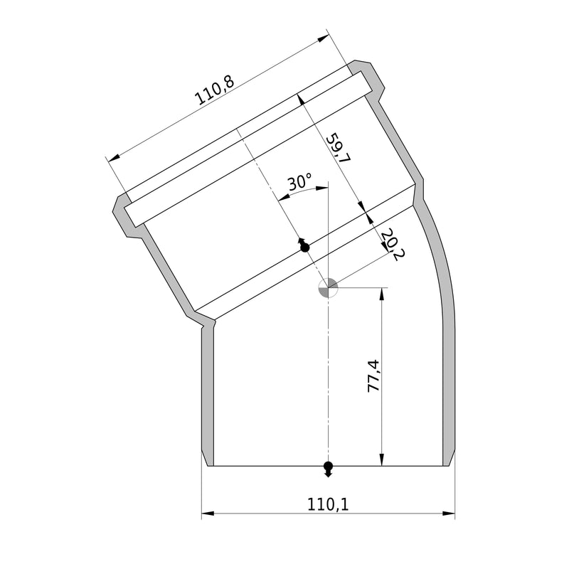 Wavin - Bogen AS+ DN 100 30 Grad