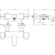 Ideal Standard - Badethermostat AP CERAPLUS 2 Ausld.194-211mm,absp.S-Anschlüsse, Chrom