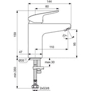 Ideal Standard - Waschtischarmatur CERAFLEX, 5 l/min., o.Ablgarn., Ausld.110mm, Chrom