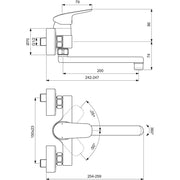 Ideal Standard - Wand-Küchen-Armatur CERAFLEX Ausladung 200mm, Chrom
