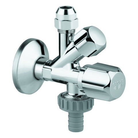 Grohe - Kombi-Eckventil 22036 DN15 1/2''x3/8''x3/4'' selbstd. A.-gew. chrom