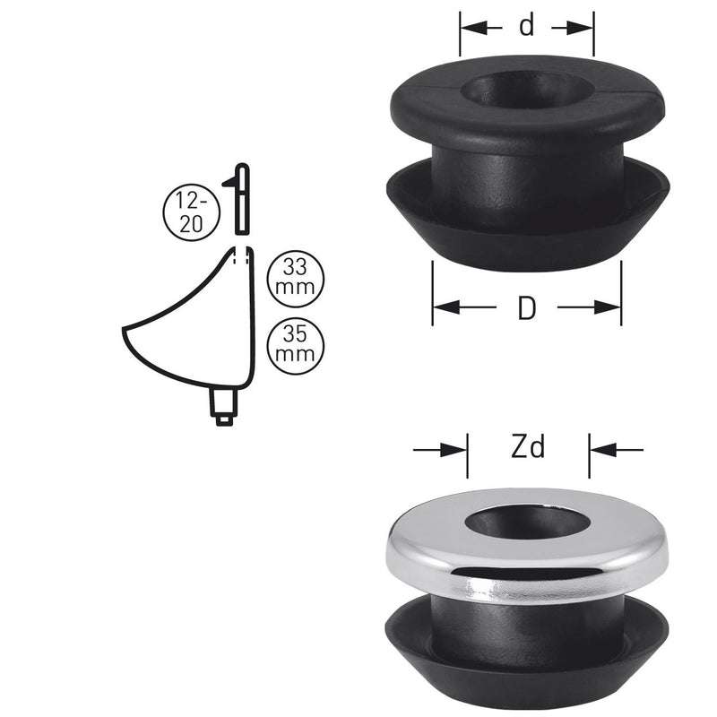 Adolf Schmidt - MÜLET-Urinal-Verbinder Gummi weiß m. Zierrosette für Rohr 12-20mm d=18,5