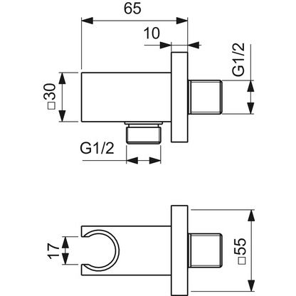 Ideal Standard - Wandhalter IDEALRAIN, eckige Rosette, f.HB u.Brauseschlauch G1/2, MagneticGrey