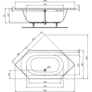 Ideal Standard - Sechseck-Badewanne CONNECT AIR, 1900x900x475mm, Weiß