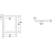 VILLEROY & BOCH - Duschwanne O.novo Plus 6210 1000x800x60mm Weiß Alpin