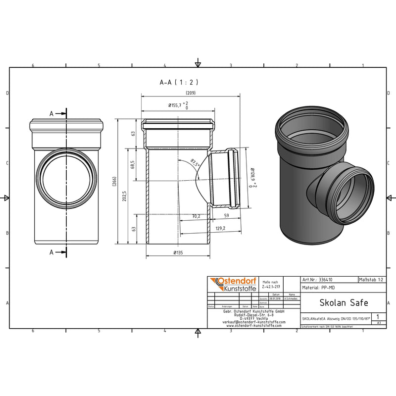 Gebr. Ostendorf - Safe Abzweig DN/OD 135/110 87Grad