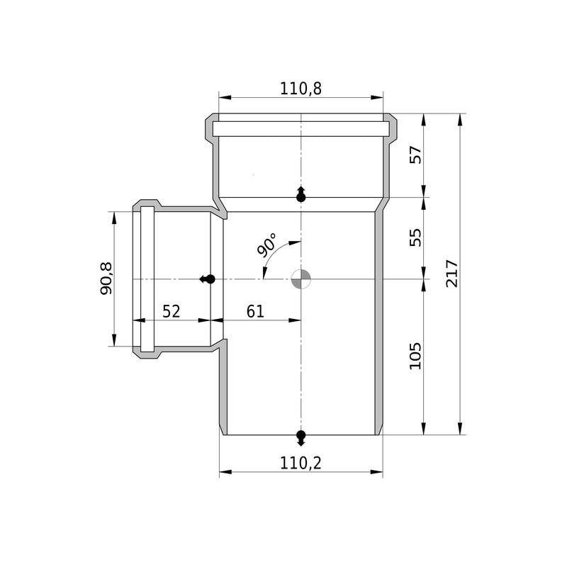 Wavin - Abzweig AS+ DN 100x100 45 Grad